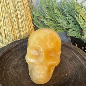 Orange calcite skull
