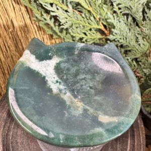 Large moss agate cat bowl