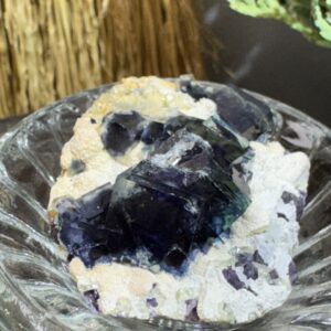 Deep purple and green cube fluorite