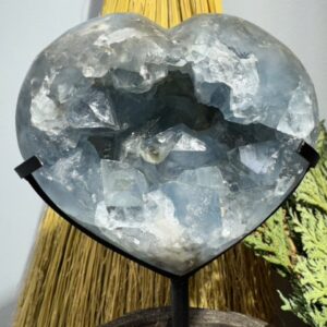 Celestite Heart on stand