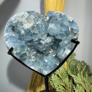 Large Celestite Heart on stand
