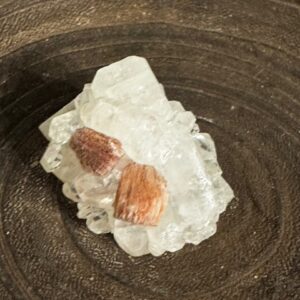 Stilbite and peach calcite specimen